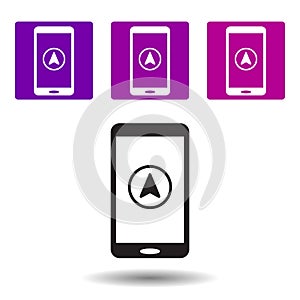 Navigation in the phone icon . Simple glyphvector of Travel purple set for UI and UX, website or mobile application