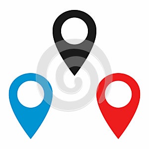 Navigation pin or map pin. GPS location symbol photo