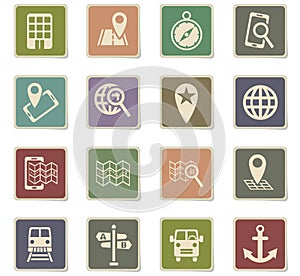 Navigation ransport map icon set photo