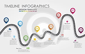 Navigation roadmap infographic timeline concept with place for your data. Vector illustration.