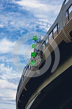 Navigation sign for boats on bridge span