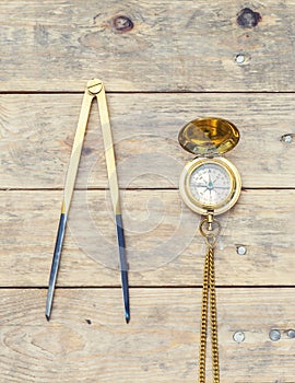 Navigation still-life. Skippers equipment and a map