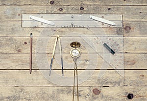 Navigation still-life. Skippers equipment and a map