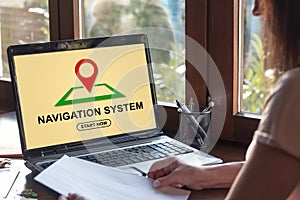 Navigation system concept on a laptop screen