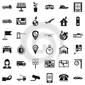 Navigation system icons set, simple style