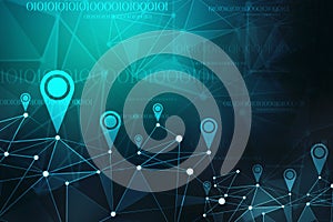 Label navigation network abstraction, Digital Abstract Technology background. 3D rendering