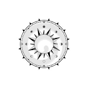 Navigational compass face with rose of winds