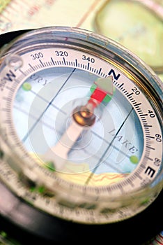 Navigational Compass on Topographical Map