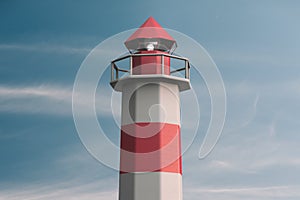 Navigational marine lighthouse. The sky in the background