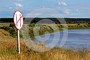 Navigational mark on a riverbank.