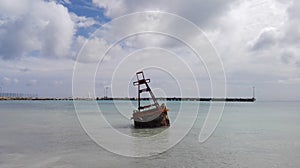 Navigational or marker buoy in the sea