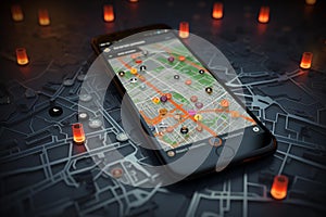 Navigational Smartphone map app. Generate Ai