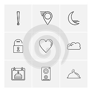 navigations , heart , crecent , unlock , user interface icons ,