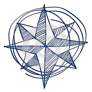 Navigator of the compass, wind rose icon