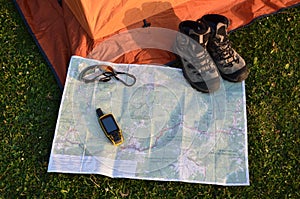 Navigator on paper map