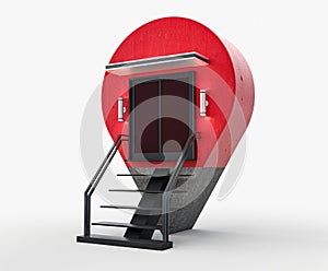 Navigator pin locator. Red concreate stairs