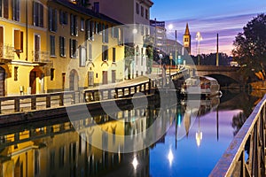 Naviglio Grande canal in Milan, Lombardia, Italy