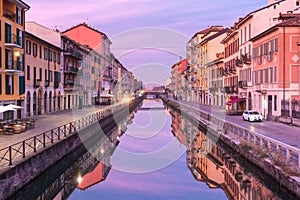 Naviglio Grande canal in Milan, Lombardia, Italy photo