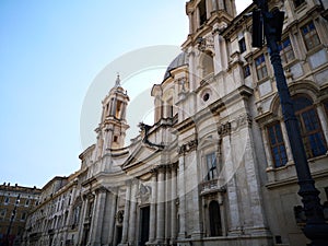 Navona square buildings facades in Rome, Italie