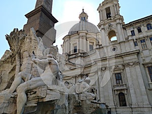 Navona square buildings and fountains