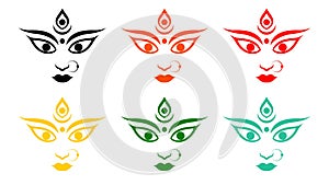 Maa Durga face isolated on white