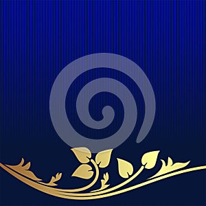 Navy blue Background decorated the golden floral Border.