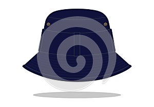 Navy Blue Bucket Hat Template Vector