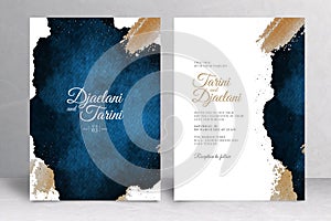 Navy Blue and Gold Wedding Invitation Template