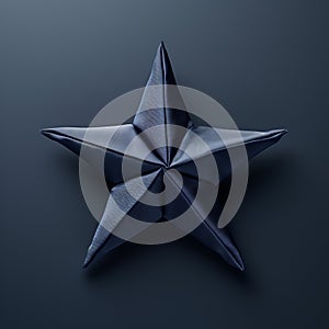 Navy Blue Origami Star On Steel Background - Moody And Luxurious