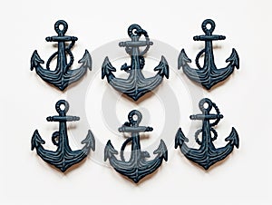 Navy Blue Paper Stickers on White Transparency - AI Generated photo