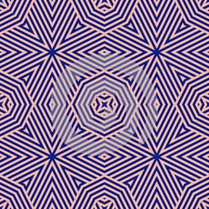 Navy blue and pink geometric lines seamless pattern. Vector linear background