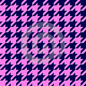 Navy blue and Pink Seamless houndstooth vector pattern