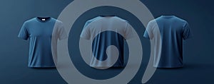 Navy Blue T-Shirt Mockup Front and Back