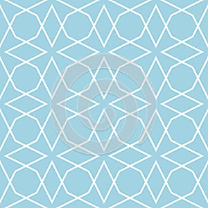 Navy blue and white geometric ornament. Seamless pattern