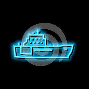 navy boat neon glow icon illustration