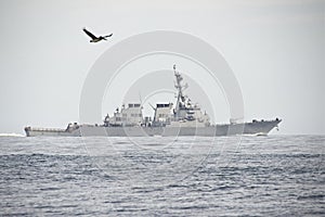 Navy Destroyer Leaving Port