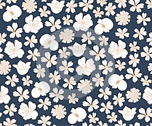 Navy Floral Pattern Background