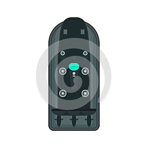 Navy hovercraft top view vector icon illustration. Boat sea transport water vessel speed. Isolated marine motor flat future