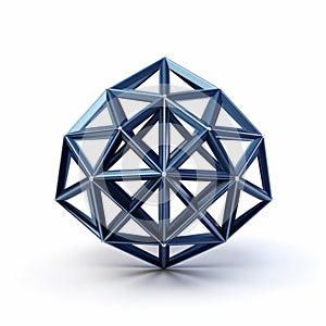 Navy Icosahedron On White Isolated Background