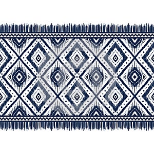 Navy Indigo Blue Diamond on White background. Geometric ethnic oriental pattern traditional Design for ,carpet,wallpaper,clothing,