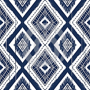 Navy Indigo Blue Diamond on White background. Geometric ethnic oriental pattern traditional Design for ,carpet,wallpaper,clothing,