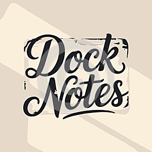 Navy Script Text Dock Notes on Beige Background navy blue text script font