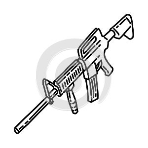 Navy Seal Rifle Icon. Doodle Hand Drawn or Outline Icon Style