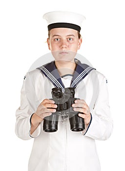 Navy seaman with binoculars