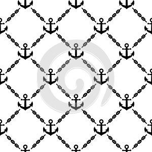 Navy vector seamless pattern with anchors