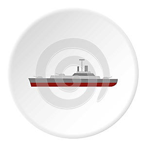 Navy warship icon, flat style