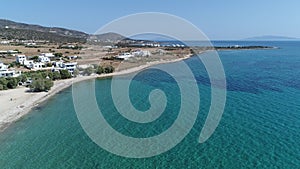 Naxos beach in the Cyclades in Greece seen from the sky