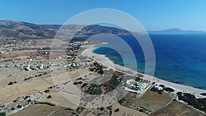 Naxos island in the Cyclades in Greece seen from the sky