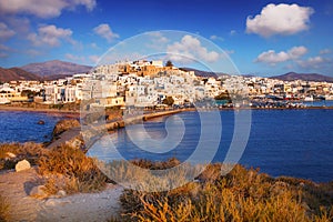 Naxos Town Chora at sunset photo