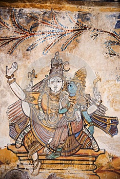 Nayaka painting on the inside wall of the cloister mandappa. Brihadishvara Temple, Thanjavur, Tamil Nadu photo
